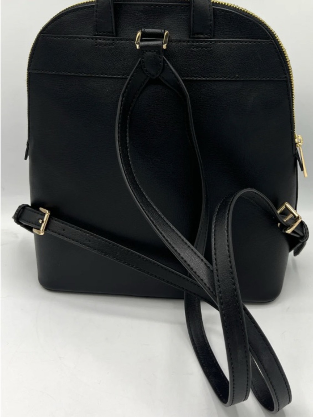 Michael Kors Emmy Large Dome Leather
Backpack Purse Black Gold Adjustable Straps - Picture 4 of 16